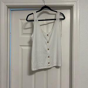 White Tank top with button detail